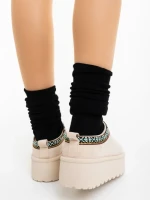 Дамски чехли светло бежови от текстилен материал Valtera