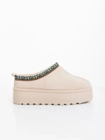 Дамски чехли светло бежови от текстилен материал Valtera