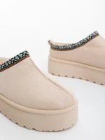 Дамски чехли светло бежови от текстилен материал Valtera