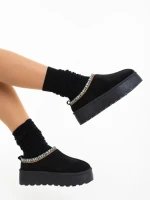 Дамски чехли черни от текстилен материал Valtera