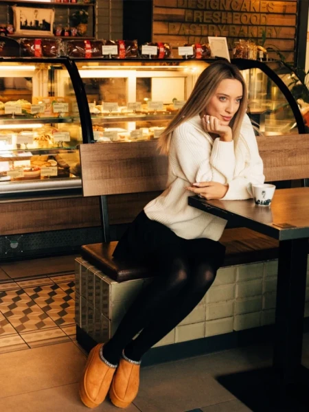 Дамски чехли цвят камел от текстилен материал Valtera