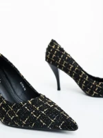 Дамски обувки с ток черни от текстилен материал Vicara