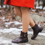 Дамски боти  кафяви от еко кожа  Elliana