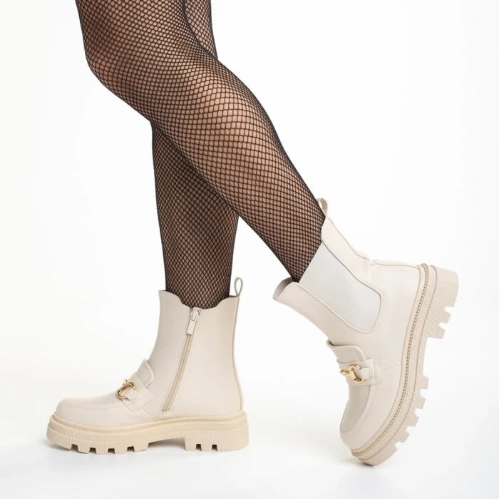 Дамски боти  бежови  от еко кожа  Patrisha