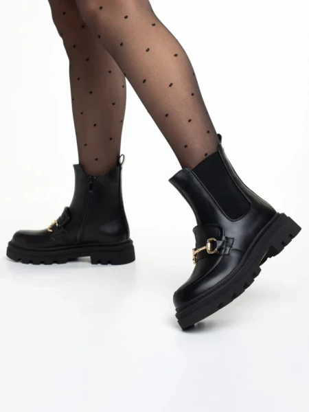 Дамски боти черни  от еко кожа  Patrisha