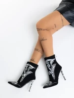 Дамски боти черни от текстилен материал Farrin