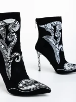 Дамски боти черни от текстилен материал Farrin