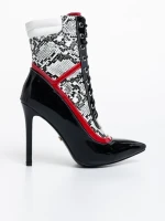 Дамски боти черни с бяло от еко кожа лачена Ziska