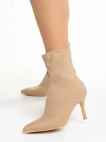 Дамски боти  бежови от текстилен материал  Rasheda