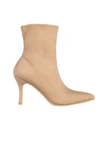 Дамски боти  бежови от текстилен материал  Rasheda