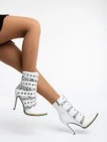 Дамски боти бели от еко кожа Totie