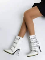 Дамски боти бели от еко кожа Totie