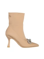 Дамски боти  бежови от текстилен материал  Rajah