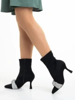Дамски боти  черни  от текстилен материал  Revonda