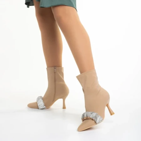 Дамски боти  бежови от текстилен материал  Revonda