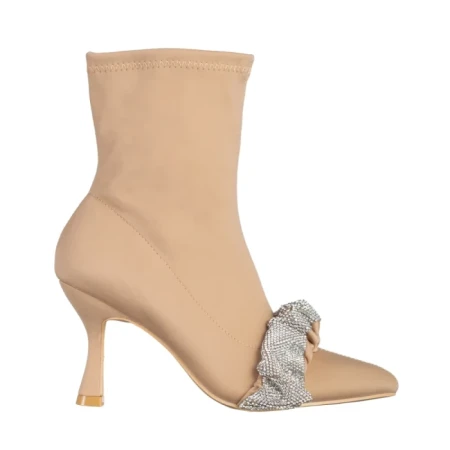Дамски боти  бежови от текстилен материал  Revonda