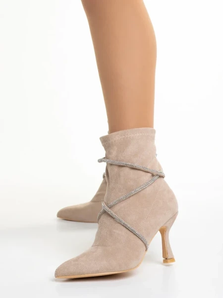 Дамски боти  бежови   от текстилен материал  Sommer