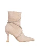 Дамски боти  бежови   от текстилен материал  Sommer