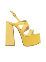 Дамски сандали  жълти  от текстилен материал  Fabricia