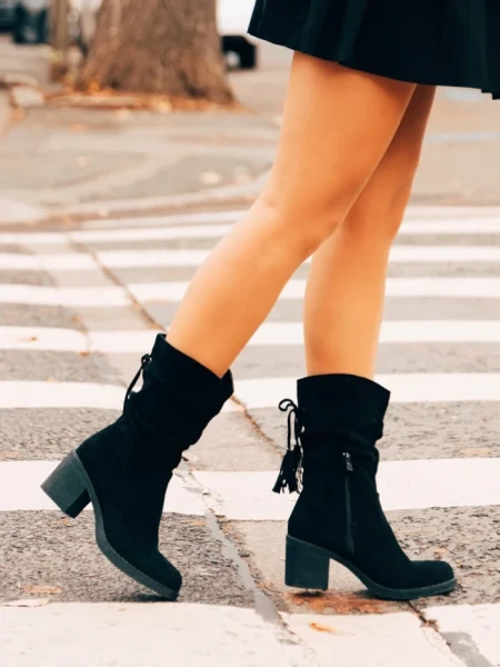 Дамски чизми черни от текстилен материал Lumina