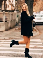 Дамски чизми черни от текстилен материал Lumina