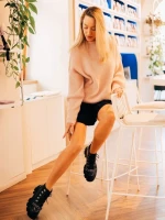 Дамски боти черни от екологична кожа Elinora