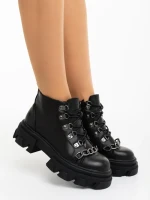 Дамски боти черни от екологична кожа Elinora