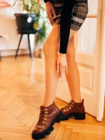 Дамски боти кафяви от екологична кожа Elinora