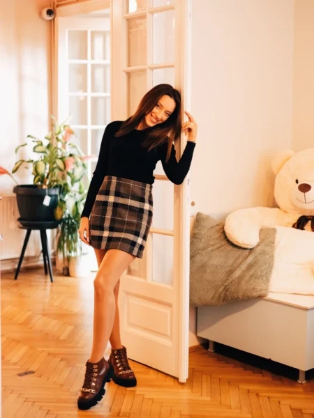 Дамски боти кафяви от екологична кожа Elinora