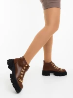 Дамски боти кафяви от екологична кожа Elinora