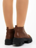 Дамски боти кафяви от екологична кожа Elinora