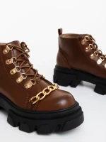 Дамски боти кафяви от екологична кожа Elinora