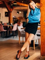 Дамски боти кафяви от екологична кожа Lunaria