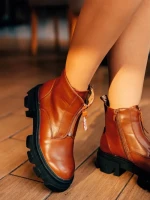 Дамски боти кафяви от екологична кожа Lunaria