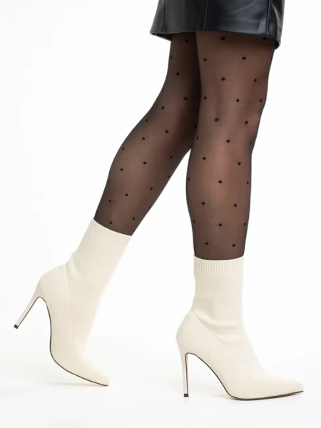 Дамски боти  бежови  от текстилен материал  Alaina