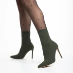 Дамски боти  зелени  от текстилен материал  Alaina