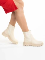 Дамски боти бежови  от еко кожа  Elsie