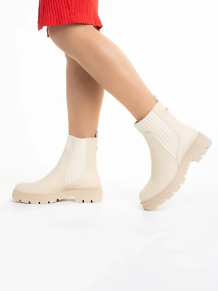 Дамски боти бежови  от еко кожа  Elsie