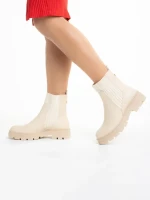 Дамски боти бежови  от еко кожа  Elsie