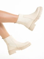 Дамски боти бежови  от еко кожа  Elsie