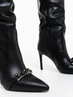 Дамски чизми с ток черни от екологична кожа Merida