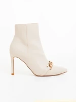 Дамски боти с ток бежови от екологична кожа Kilara