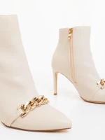 Дамски боти с ток бежови от екологична кожа Kilara