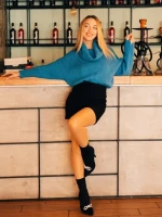 Дамски боти с ток черни от текстилен материал Zemira