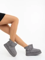 Дамски чизми сиви от текстилен материал Amelina