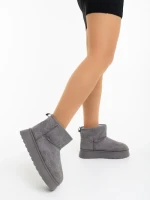 Дамски чизми сиви от текстилен материал Amelina