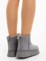 Дамски чизми сиви от текстилен материал Amelina