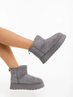 Дамски чизми сиви от текстилен материал Amelina