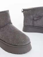 Дамски чизми сиви от текстилен материал Amelina
