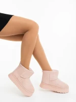 Дамски чизми розови от текстилен материал Amelina